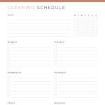 weekly cleaning schedule for your home in two layouts and three colours