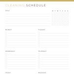 weekly cleaning schedule for your home in two layouts and three colours