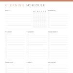 weekly cleaning schedule for your home in two layouts and three colours