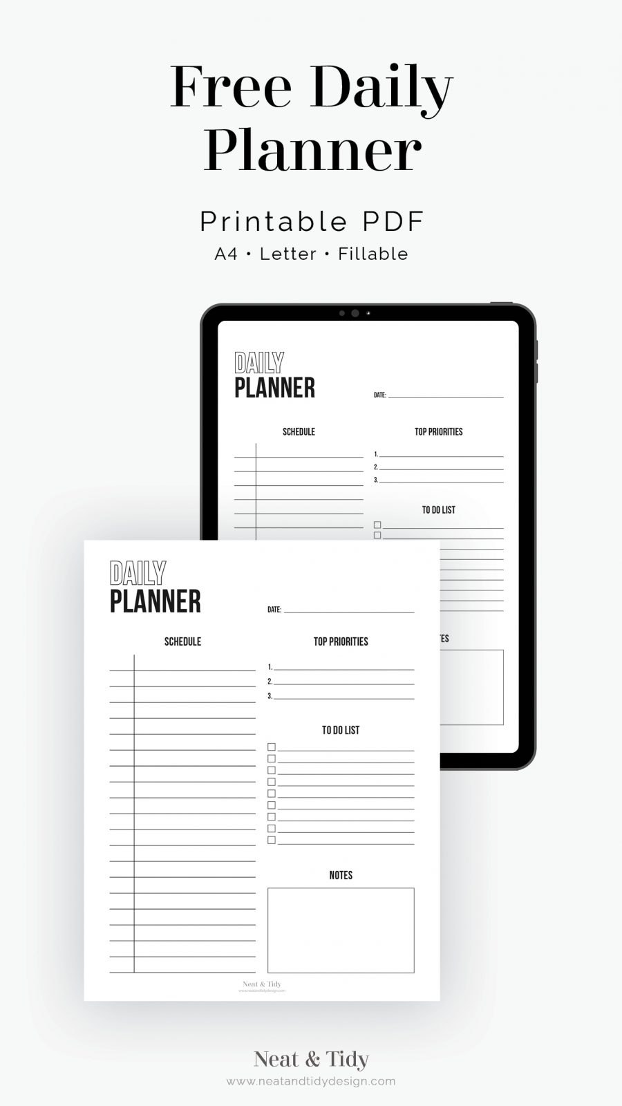 Free Printable Daily Planner Neat and Tidy Design