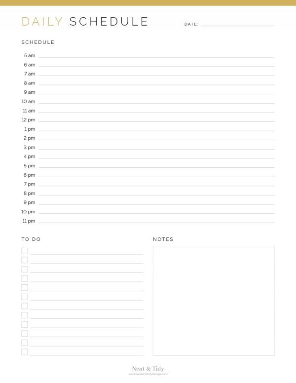 Daily Schedule - Neat and Tidy Design