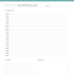 printable pdf daily schedule in three colours covering the hours from 5am to 11pm with to do list and notes section