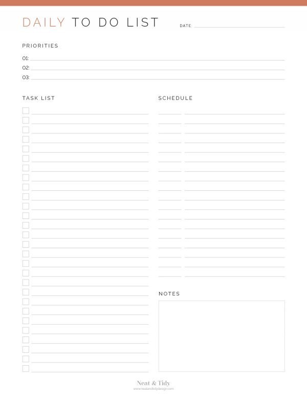 Daily To Do List v2 - Neat and Tidy Design