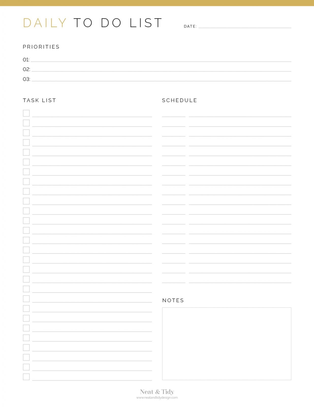 Daily To Do List v2 - Neat and Tidy Design
