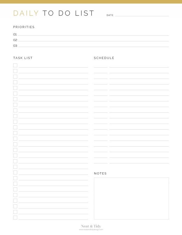 Daily To Do List v2 - Neat and Tidy Design