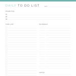 printable daily to do list in three colours with task list, schedule, top priorities and notes section