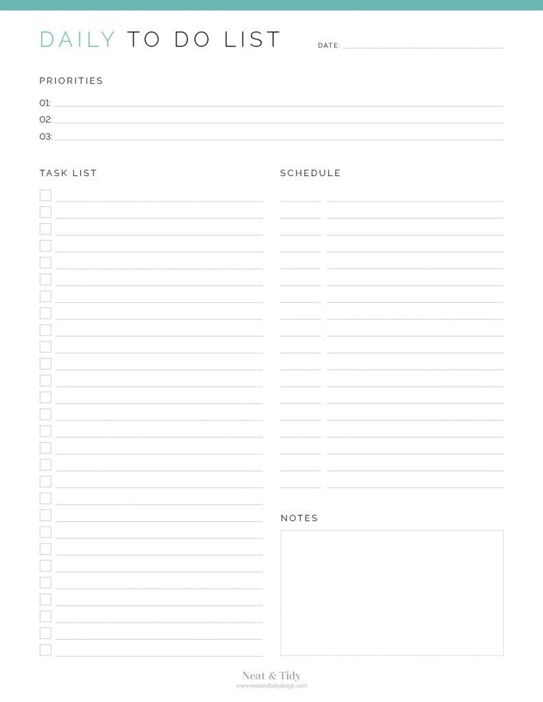 Daily To Do List v2 - Neat and Tidy Design