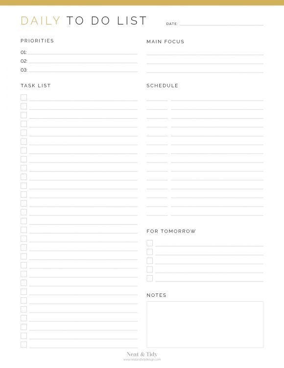 Weekly To Do List - Neat and Tidy Design