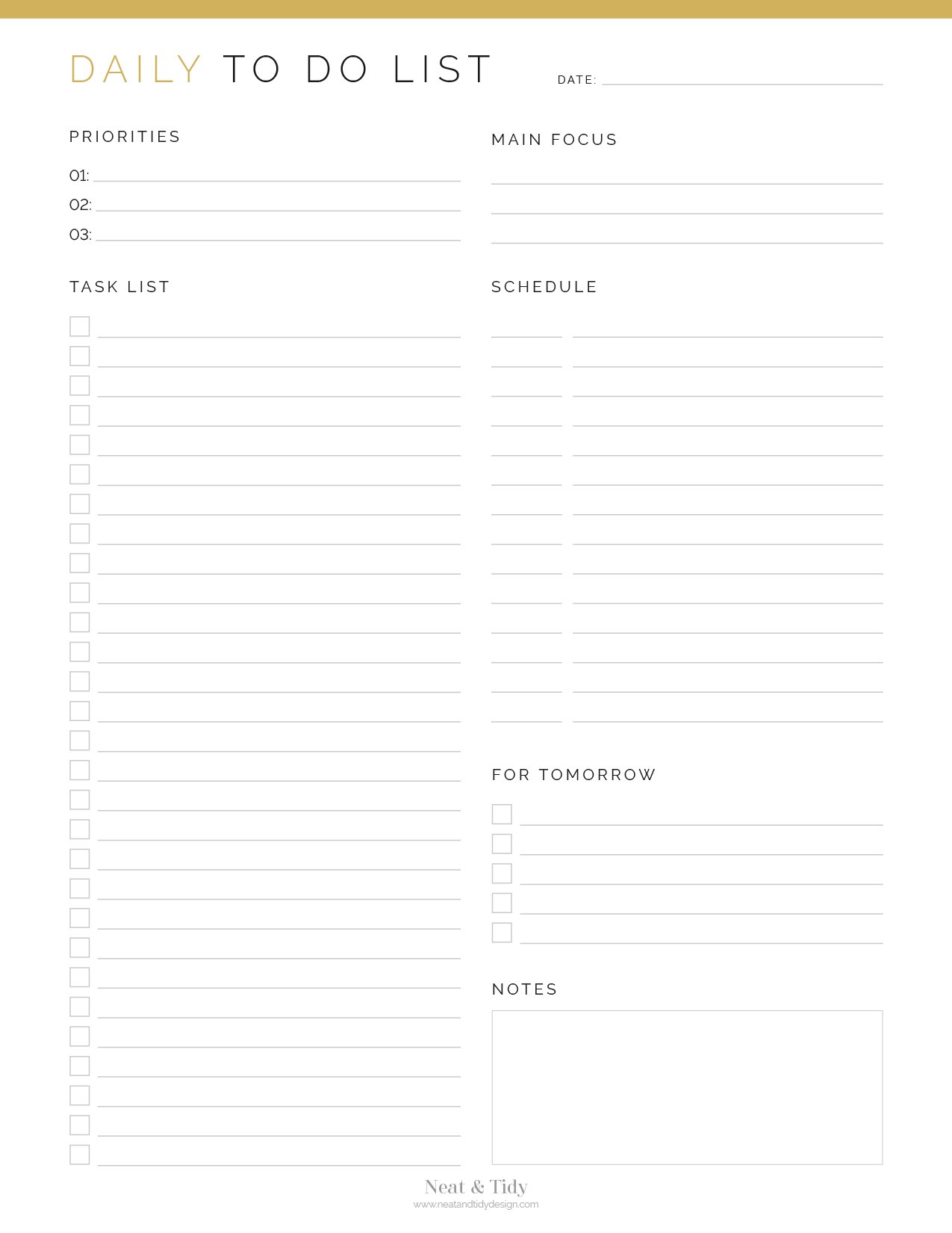 Daily To Do List v2 - Neat and Tidy Design