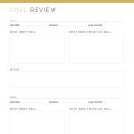 printable goal review for after achieving your goals, comes in three colours in pdf format