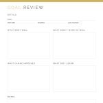 printable goal review for after achieving your goals, comes in three colours in pdf format