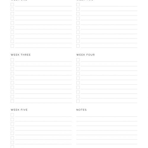 Monthly To Do List - Neat and Tidy Design