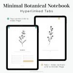 a digital minimal notebook with botanical illustrations for ipad tablet notetaking apps like goodnotes