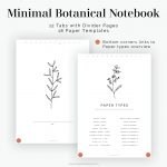 a digital minimal notebook with botanical illustrations for ipad tablet notetaking apps like goodnotes