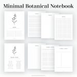 a digital minimal notebook with botanical illustrations for ipad tablet notetaking apps like goodnotes