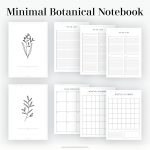 a digital minimal notebook with botanical illustrations for ipad tablet notetaking apps like goodnotes