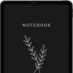 a dark digital minimal notebook with botanical illustrations for ipad tablet notetaking apps like goodnotes