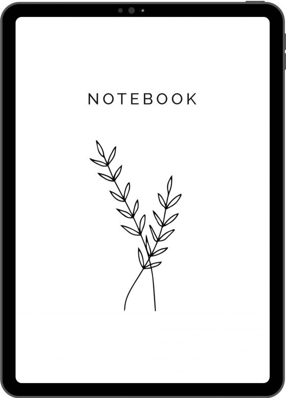 a digital minimal notebook with botanical illustrations for ipad tablet notetaking apps like goodnotes