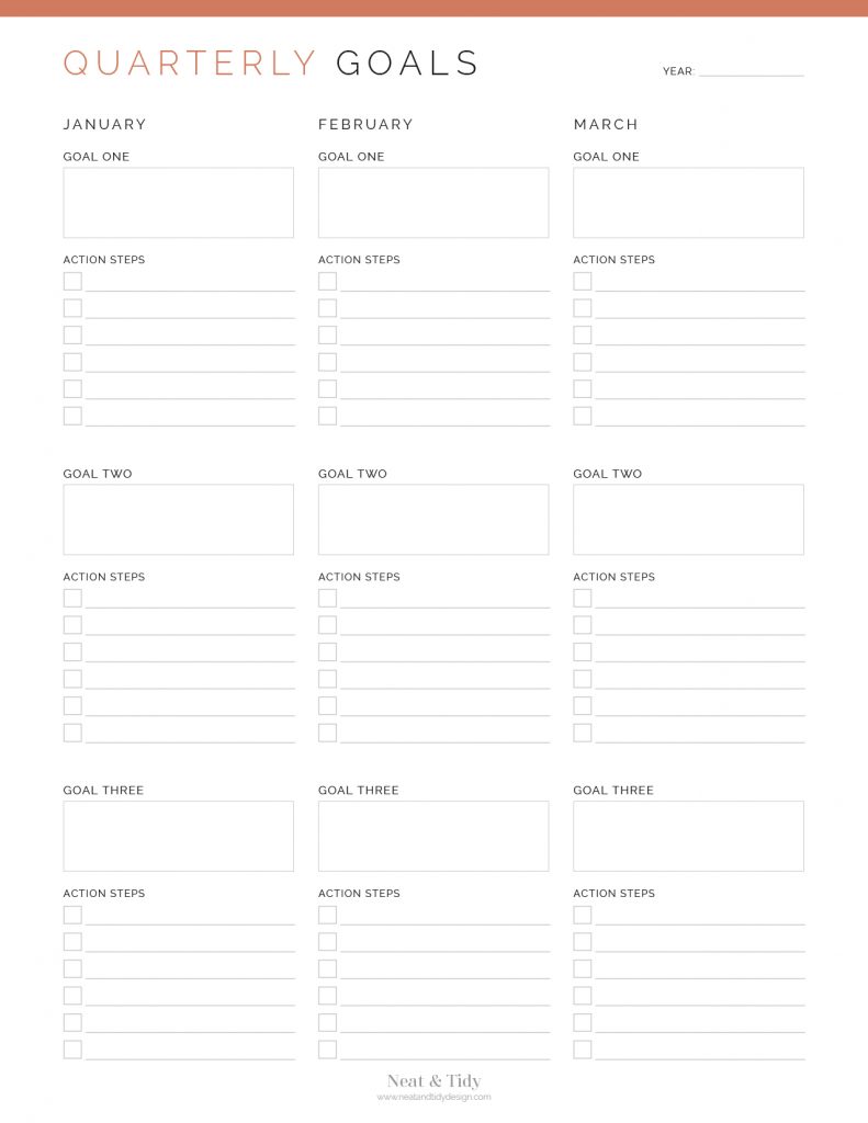 Quarterly Goals - Neat and Tidy Design