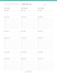 Quarterly Goals - Neat and Tidy Design