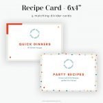 editable and printable 4x6 inch recipe cards editable in canva.com in bright reds and yellows