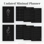 undated minimal digital planner pages for yearly and monthly planning, in dark mode - goodnotes planner