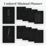 undated minimal digital planner pages for health and finances, in dark mode - goodnotes planner