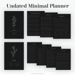 undated minimal digital planner pages for notes, to do lists, address book and birthdays, in dark mode - goodnotes planner