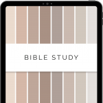 digital bible study planner for ipad and tablet, with 8 hyperlinked tabs in neutral shades of beige and grey