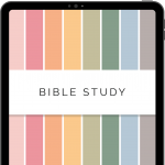 digital bible study planner for ipad and tablet, with 8 hyperlinked tabs in cheerful rainbow colours