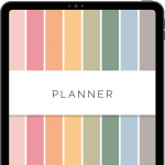 digital colourful undated planner for goodnotes with 13 hyperlinked tabs