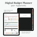 digital budget finance planner for goodnotes and notability apps with 16 tabs, 300+ hyperlinks and multiple templates