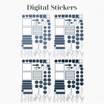 1520 digital stickers for digital planners and notebooks in shades of blue