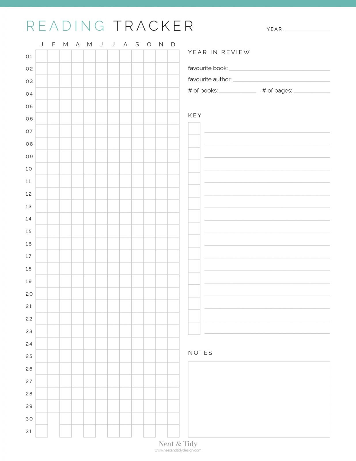 Reading Tracker - Neat and Tidy Design