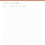 printable running log with date, distance, time, pace and notes fields