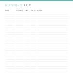 printable running log with date, distance, time, pace and notes fields