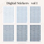 digital label stickers in calming shades of blue for digital planners, for goodnotes and notability