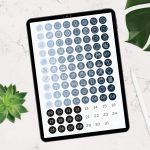 digital label stickers in calming shades of blue for digital planners, for goodnotes and notability