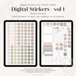 digital label stickers in calming earthy pastels for digital planners, for goodnotes and notability