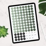 digital label stickers in lovely shades of green for digital planners, for goodnotes and notability