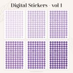 digital label stickers in cute shades of purple for digital planners, for goodnotes and notability