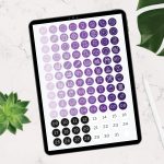 digital label stickers in cute shades of purple for digital planners, for goodnotes and notability
