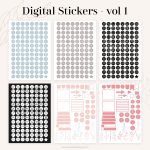 digital label stickers in fun rainbow colours for digital planners, for goodnotes and notability