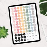 digital label stickers in fun rainbow colours for digital planners, for goodnotes and notability