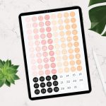 digital label stickers in cute pastel shades of pink and orange for digital planners, for goodnotes and notability