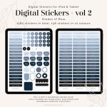 digital label stickers in fun colourful shades of blue - 1580 stickers - for goodnotes