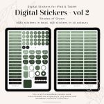 digital label stickers in fun colourful shades of green - 1580 stickers - for goodnotes