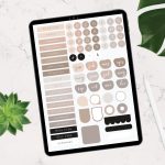 digital label stickers in fun colourful neutral shades of beige and grey - 1580 stickers - for goodnotes