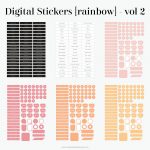 digital label stickers in fun colourful rainbow colours - 1580 stickers - for goodnotes