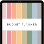 digital budget finance planner for goodnotes and notability apps with 16 tabs, 300+ hyperlinks and multiple templates in rainbow colours